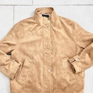 ZARA tan Faux Suede Jacket w/ Gold Hardware | Spring 🌷🌻💐🌸